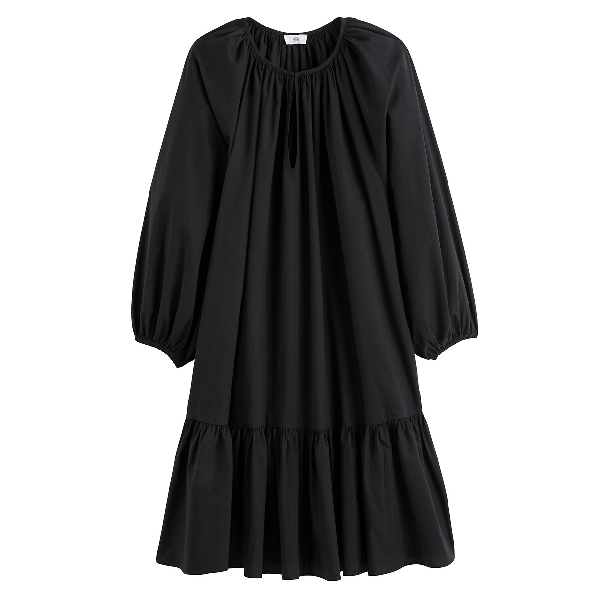 Платье-миди Расклешенное круглый вырез рукава 34 56 черный LaRedoute, размер 56 - фото 5