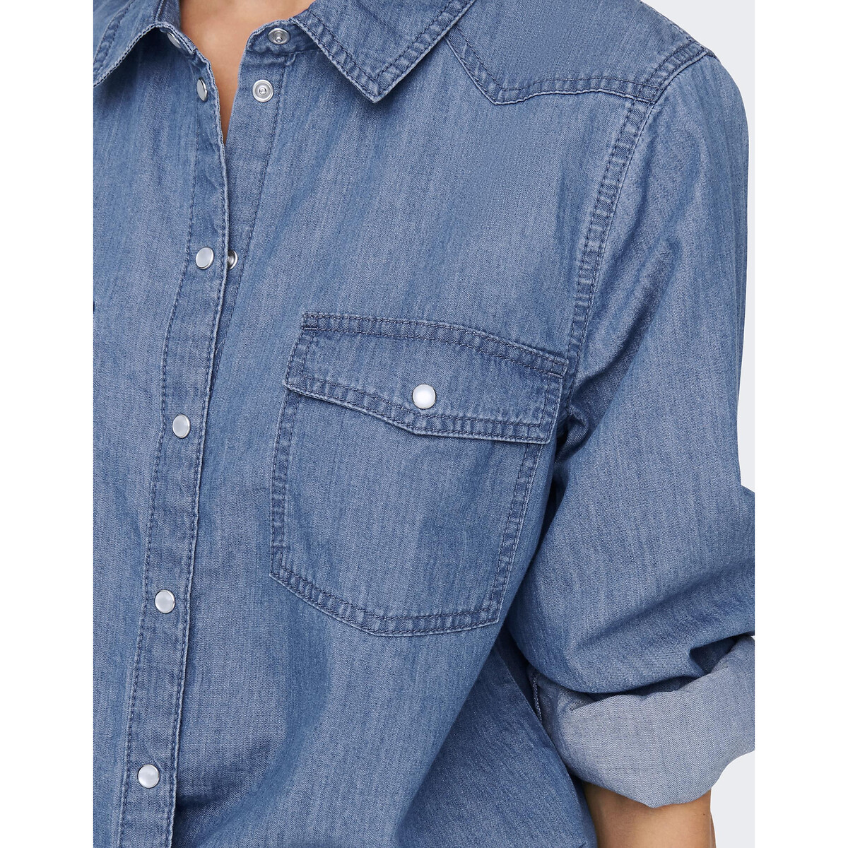 Рубашка Из джинсовой ткани 100 хлопок M синий LaRedoute, размер M - фото 3