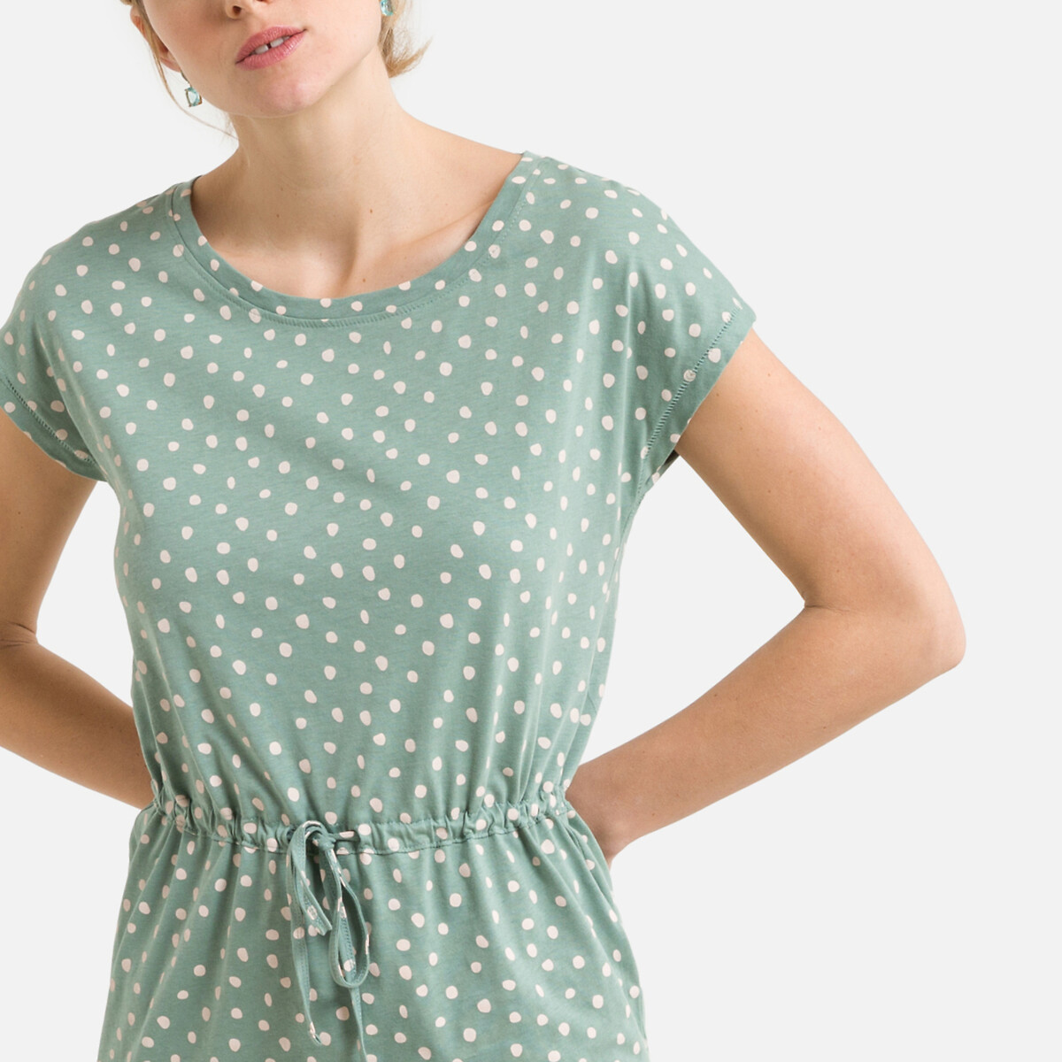 Платье ONLY С круглым вырезом и короткими рукавами L зеленый, размер L - фото 3