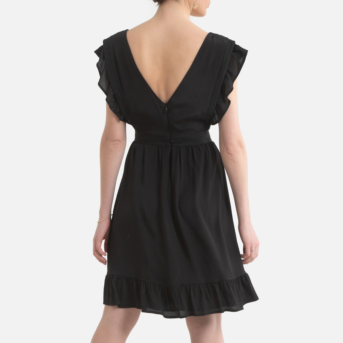 Платье LaRedoute Короткое V-образный вырез короткие рукава 1(S) черный, размер 1(S) Короткое V-образный вырез короткие рукава 1(S) черный - фото 4