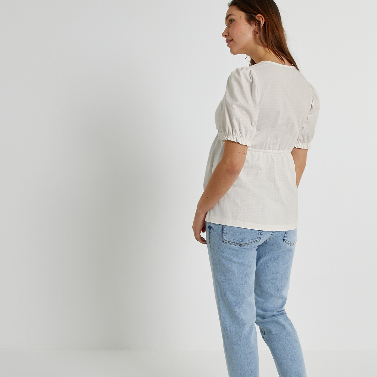 Блузка для периода беременности из трикотажа джерси с вышивкой  XL белый LaRedoute, размер XL - фото 4