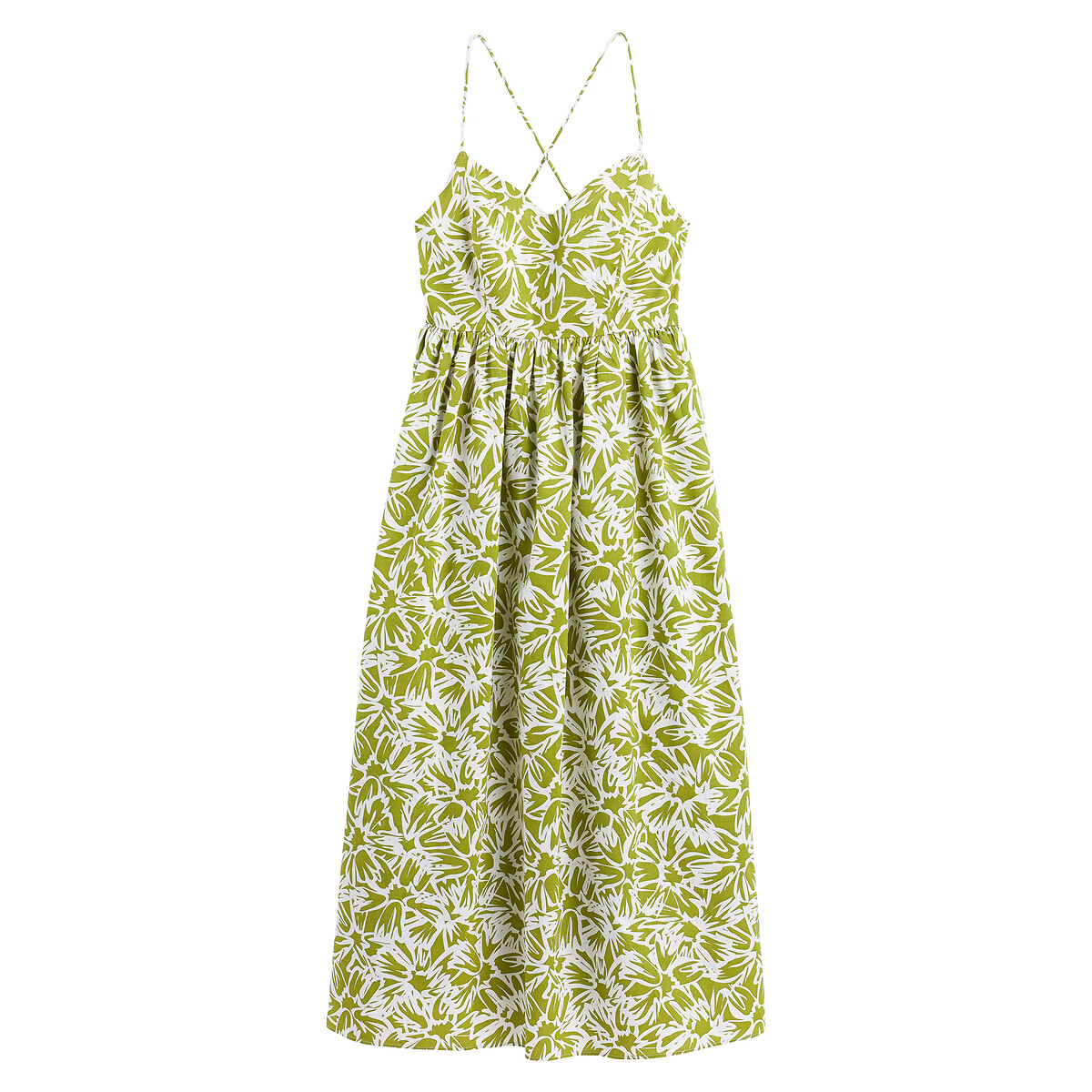 Платье-миди Тонкие бретели с принтом 52 зеленый LaRedoute, размер 52 - фото 5