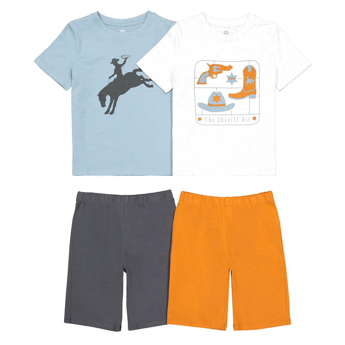 

2 пижамы, 3-12 лет, Синий + серый меланж