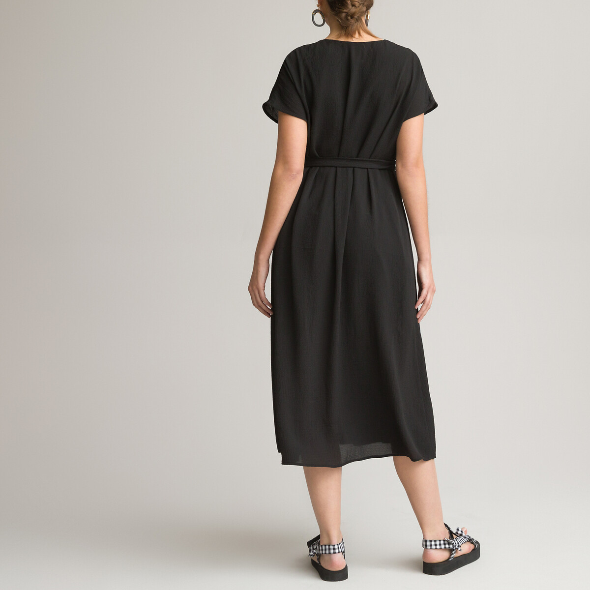 Платье LA REDOUTE COLLECTIONS Для периода беременности с V-образным вырезом и короткими рукавами 42 черный, размер 42 - фото 4