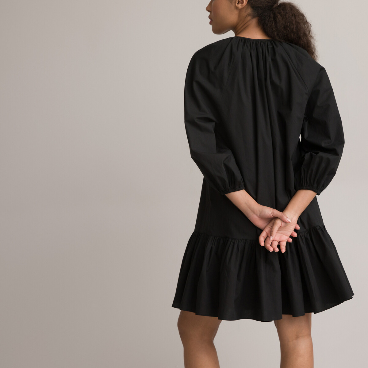 Платье-миди Расклешенное круглый вырез рукава 34 54 черный LaRedoute, размер 54 - фото 4