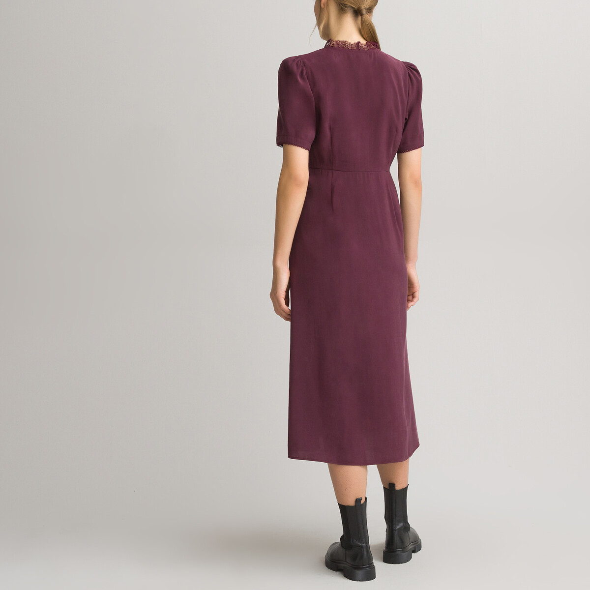 Платье LaRedoute Длинное V-образный вырез короткие рукава 40 красный, размер 40 - фото 4