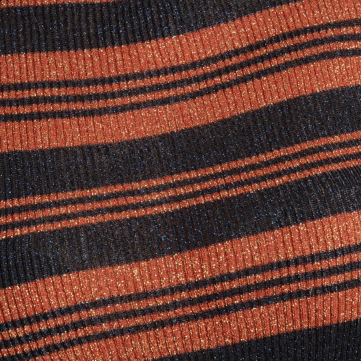 Пуловер La Redoute В полоску с отворачивающимся воротником из тонкого блестящего трикотажа NUMBIA XS оранжевый, размер XS - фото 4