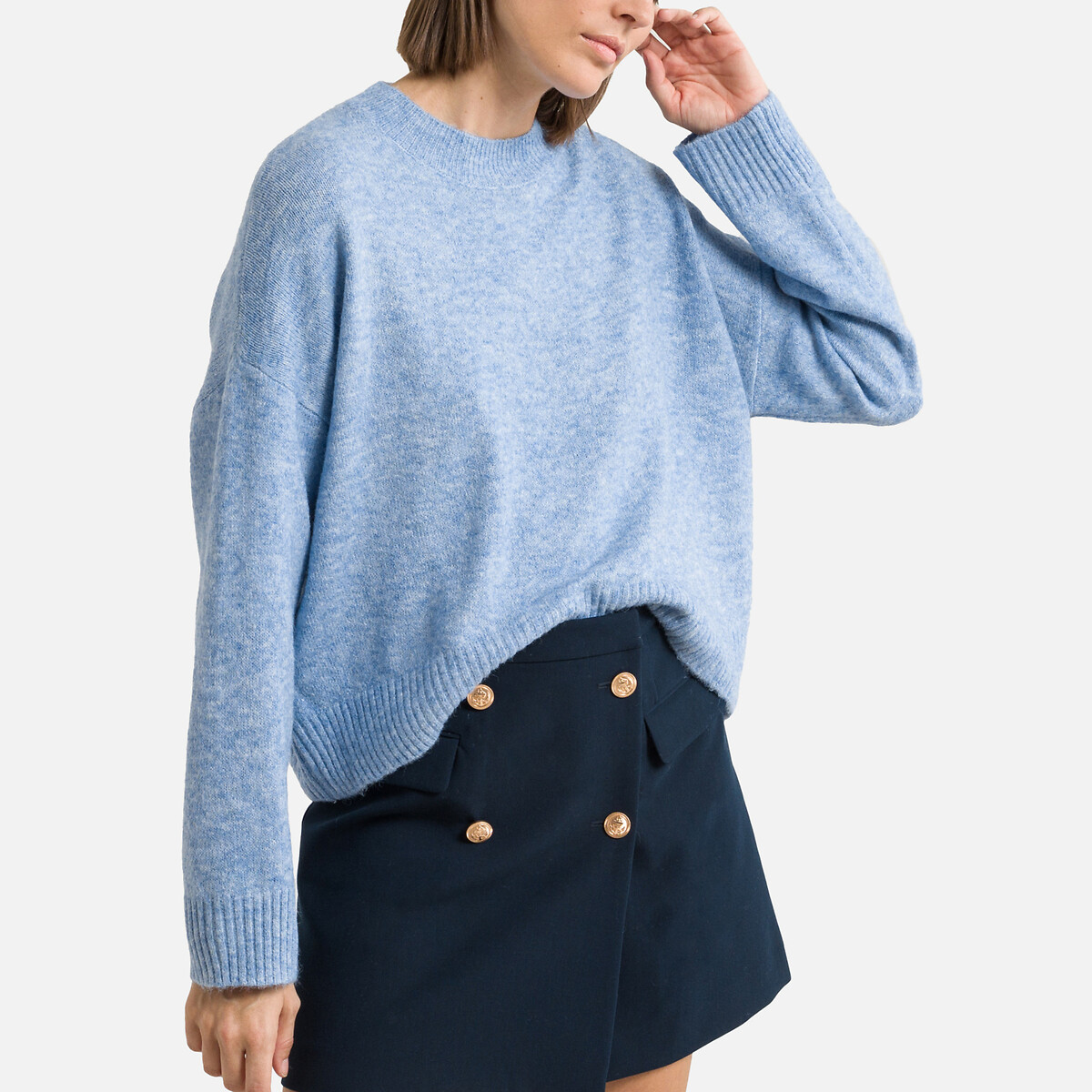 Пуловер Короткий из пышного трикотажа XL синий LaRedoute, размер XL - фото 1