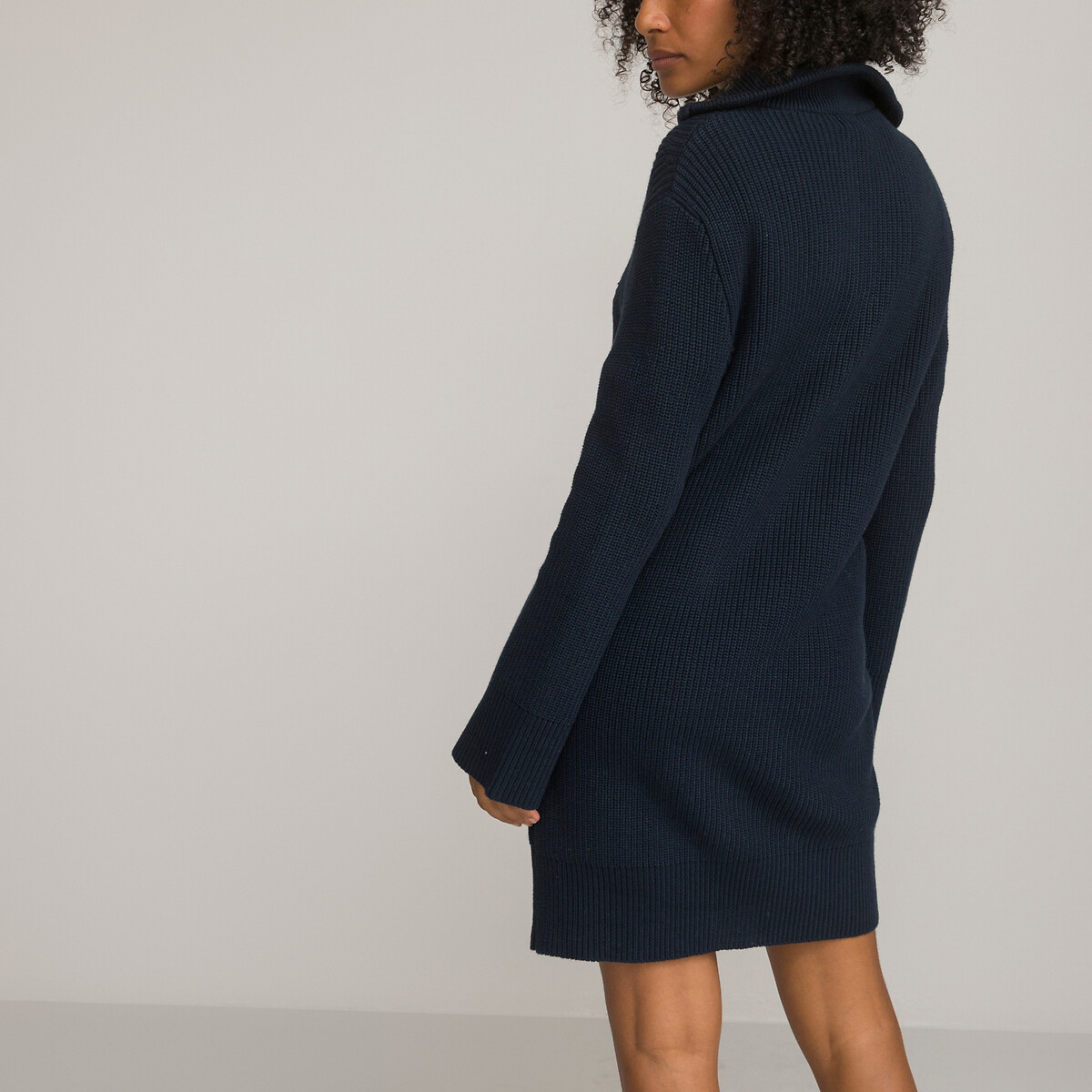 Платье-пуловер Короткое с воротником-стойкой длинные рукава XS синий LaRedoute, размер XS - фото 4