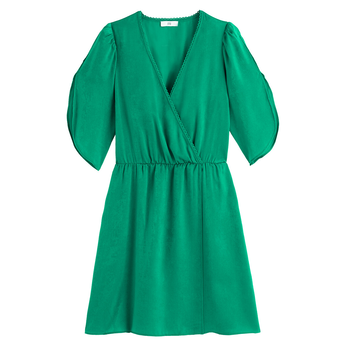 Платье LaRedoute Короткое с запахом короткие рукава 46 (FR) - 52 (RUS) зеленый, размер 46 (FR) - 52 (RUS) Короткое с запахом короткие рукава 46 (FR) - 52 (RUS) зеленый - фото 5