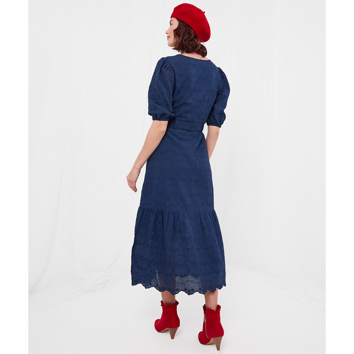 Платье-миди С V-образным вырезом короткие рукава с напуском 50 синий LaRedoute, размер 50 - фото 4