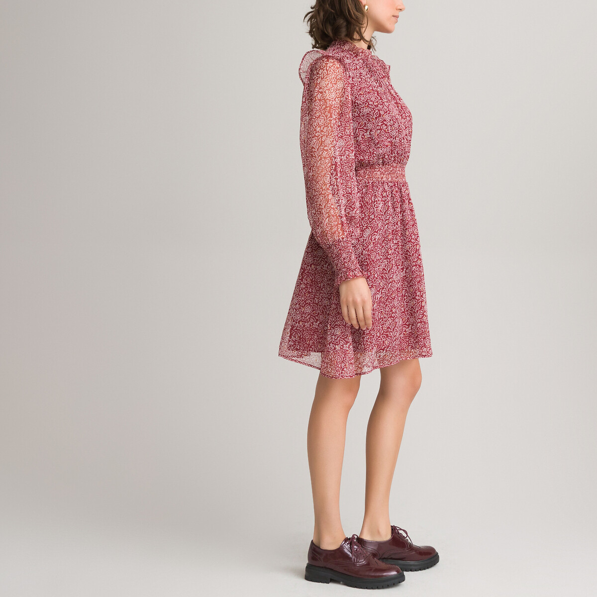 Платье LaRedoute С воротником-стойкой с воланом длинные рукава 48 красный, размер 48 - фото 2