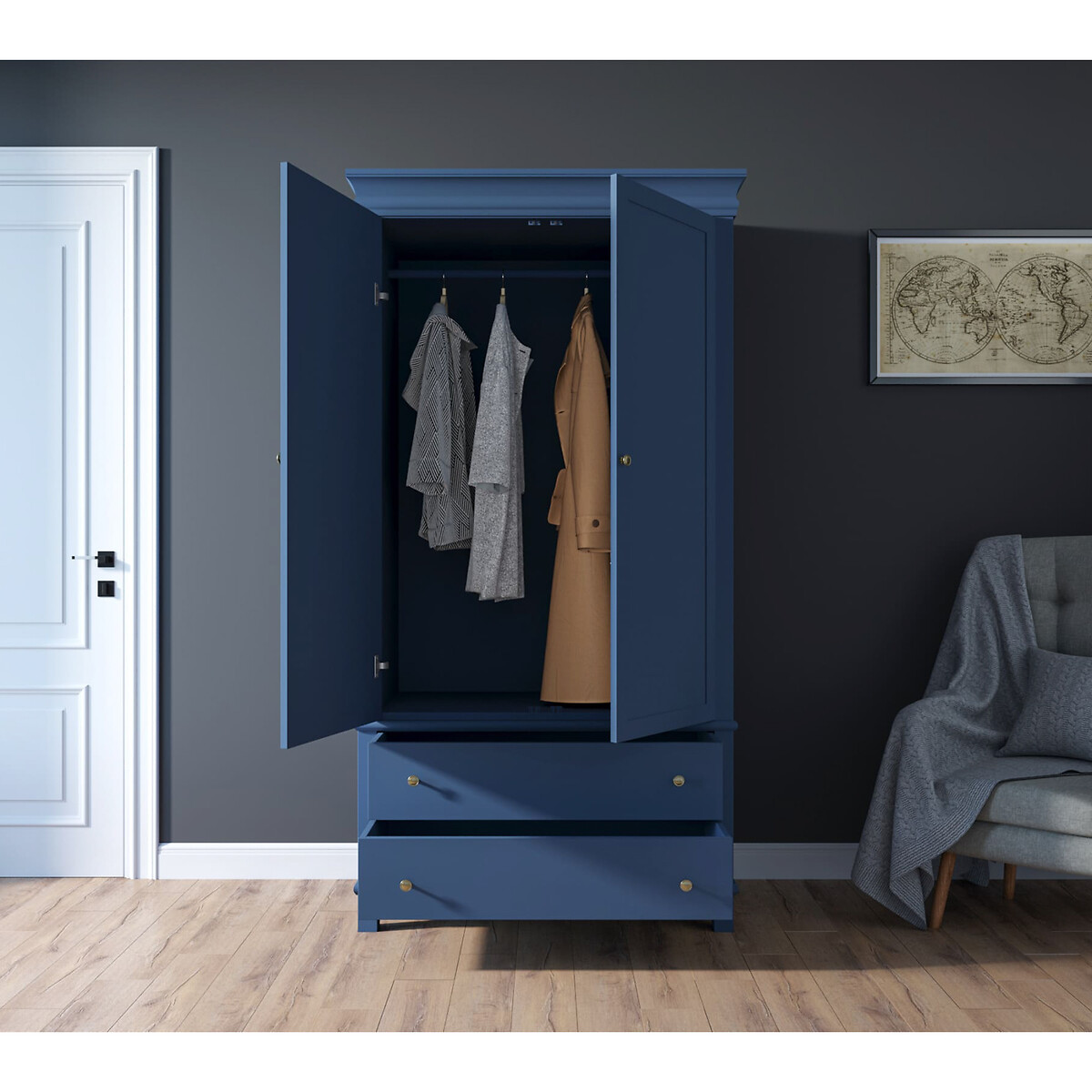 Шкаф 2-створчатый в  Кантри Jules Verne без  единый размер синий LaRedoute - фото 2