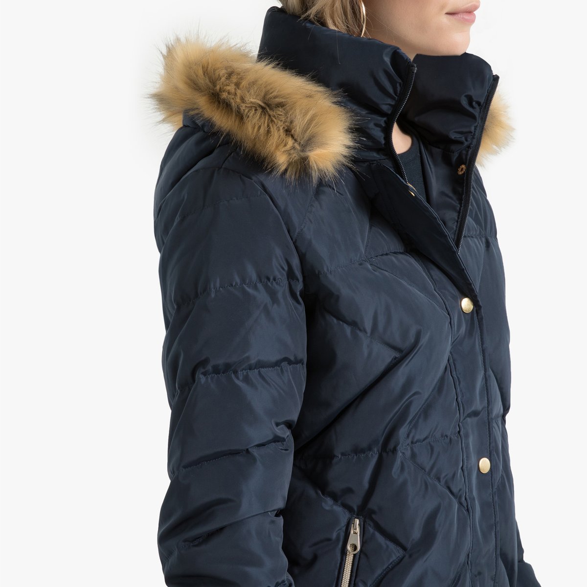 Куртка La Redoute Стеганая с капюшоном зимняя 52 (FR) - 58 (RUS) синий, размер 52 (FR) - 58 (RUS) Стеганая с капюшоном зимняя 52 (FR) - 58 (RUS) синий - фото 3