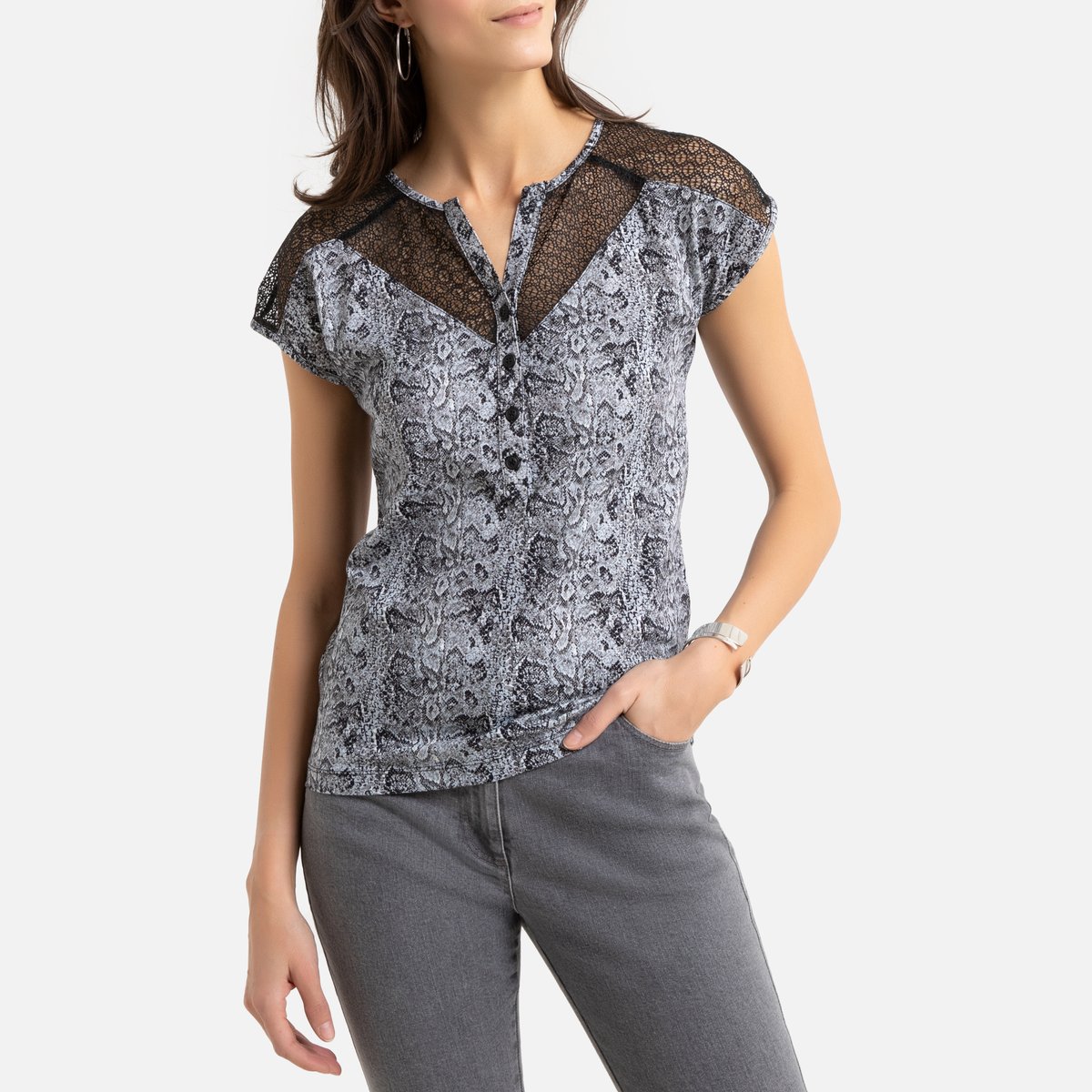 

Футболка La Redoute, Другие, С тунисским вырезом с короткими рукавами 50/52 (FR) - 56/58 (RUS) другие