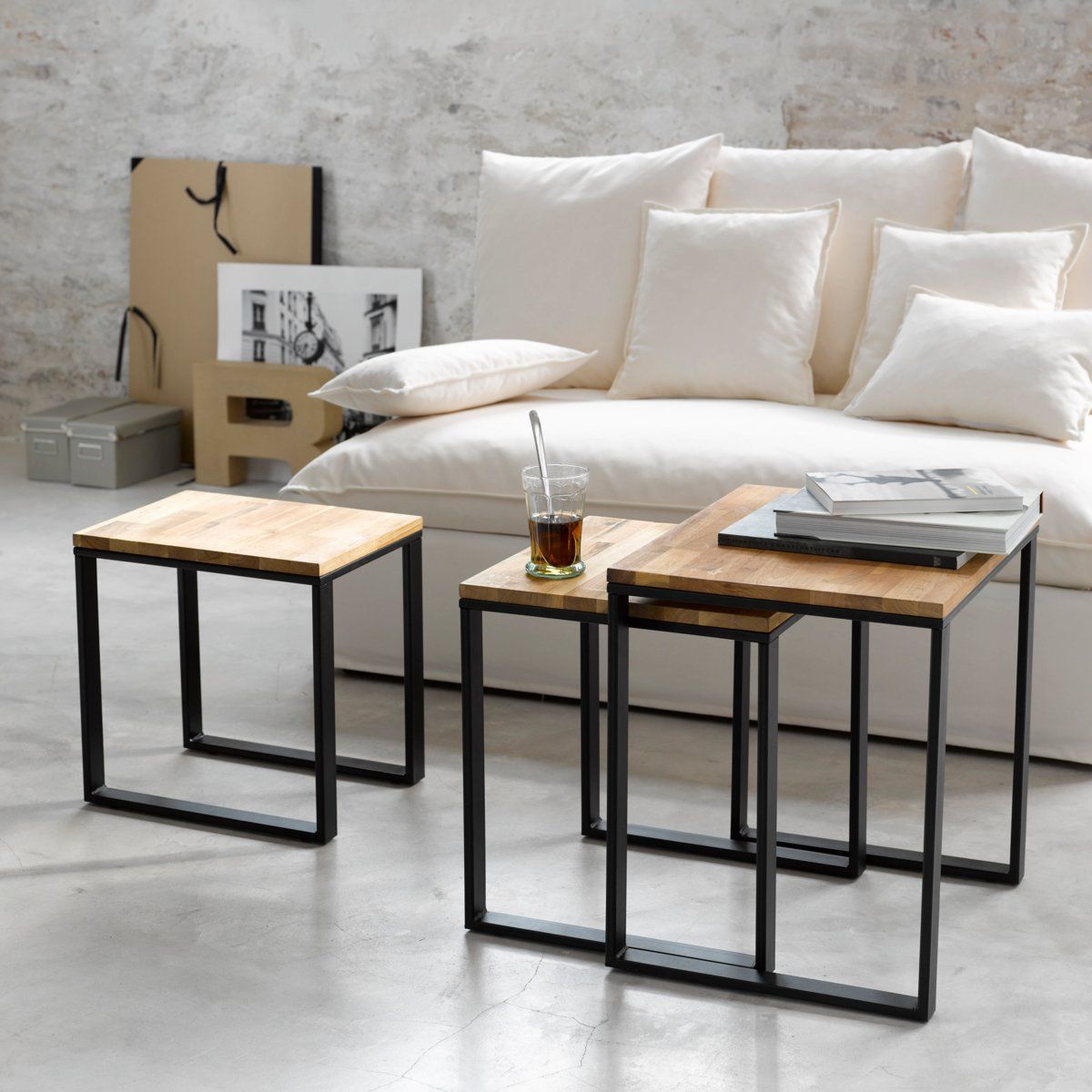 Lot de 3 tables basses gigognes, Hiba