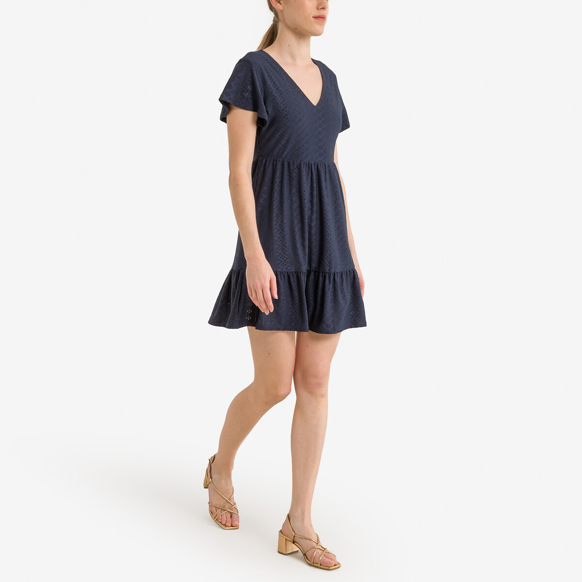 Платье Короткое с V-образным вырезом M синий LaRedoute, размер M - фото 2
