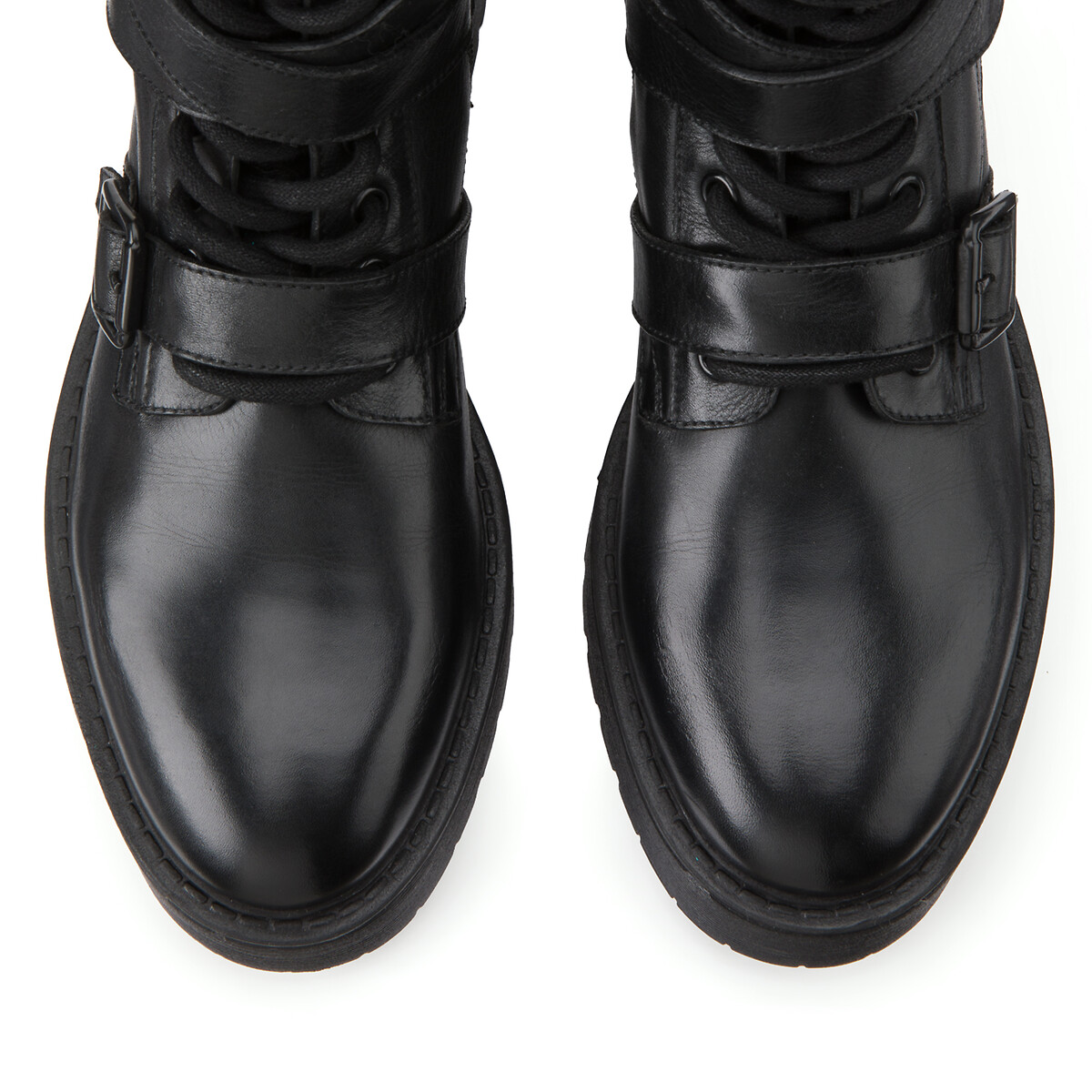 Ботинки LaRedoute Из кожи с перекрещенными ремешками 39 черный, размер 39 - фото 3