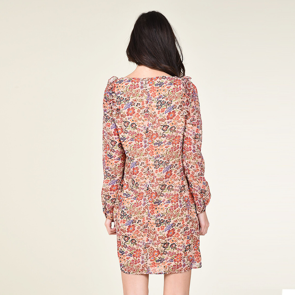 Платье LaRedoute Из вуали с цветочным принтом S бежевый, размер S - фото 2