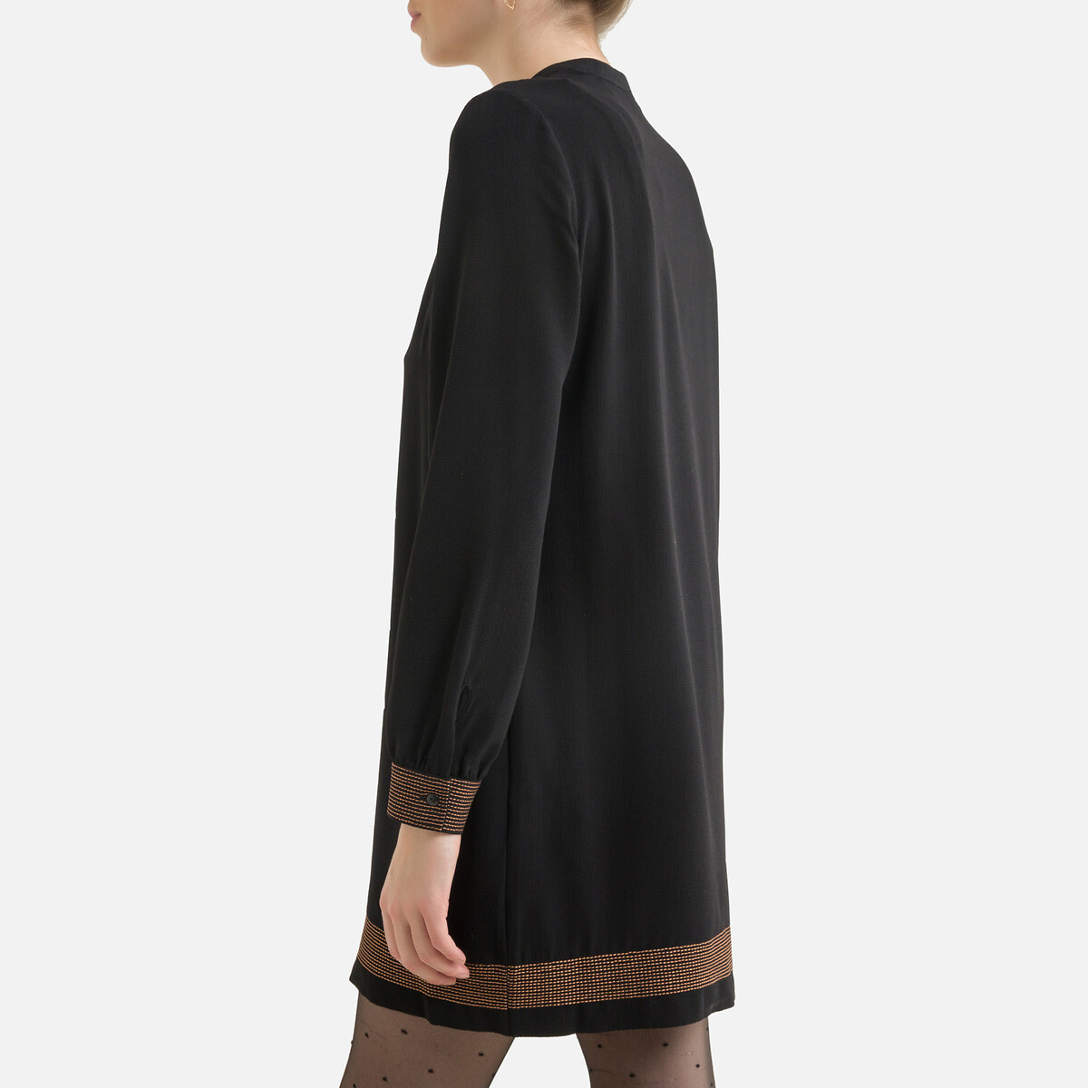 Платье VERO MODA Короткое V-образный вырез длинные рукава M черный, размер M - фото 4
