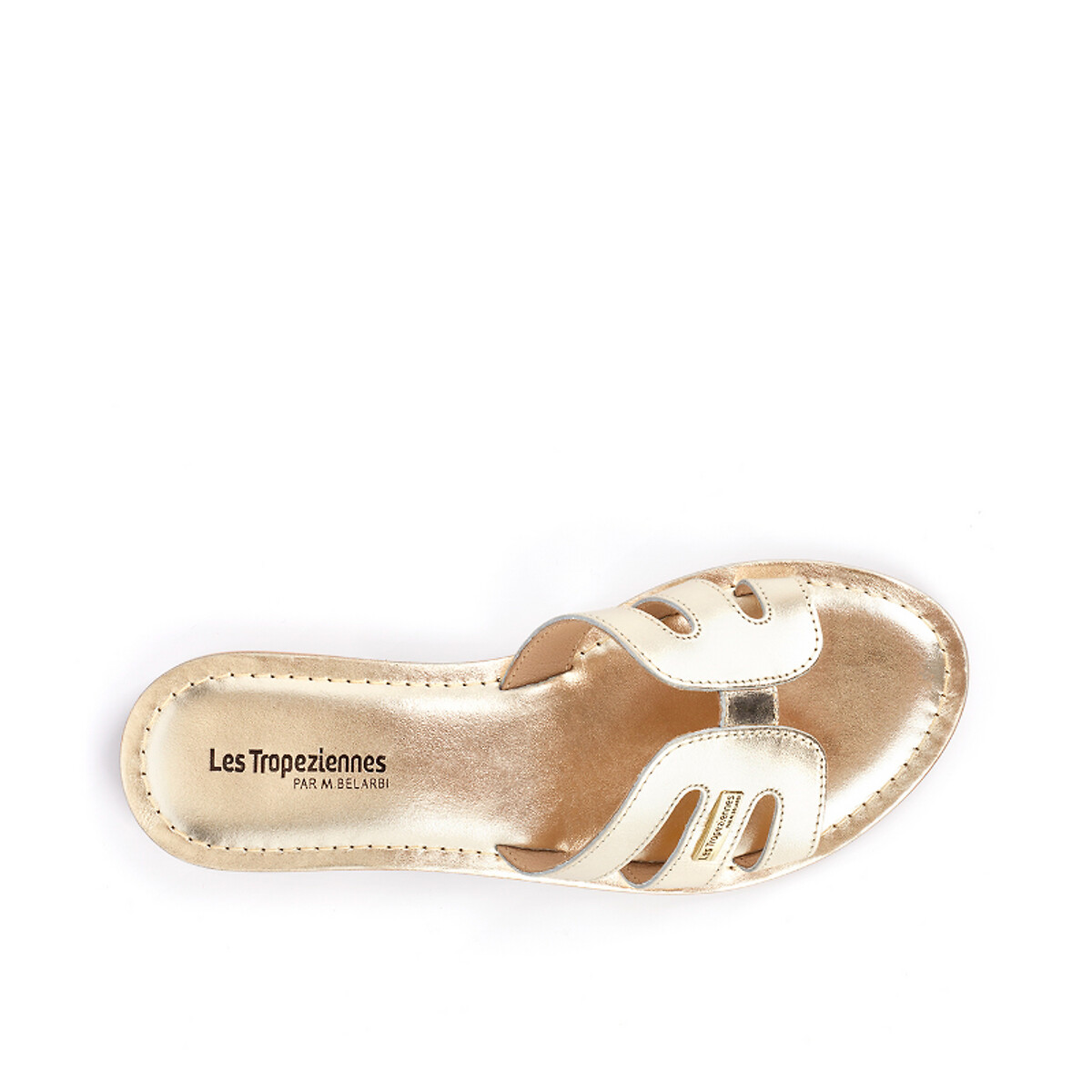 Туфли LaRedoute Без задника кожаные Damia 38 золотистый, размер 38 - фото 3