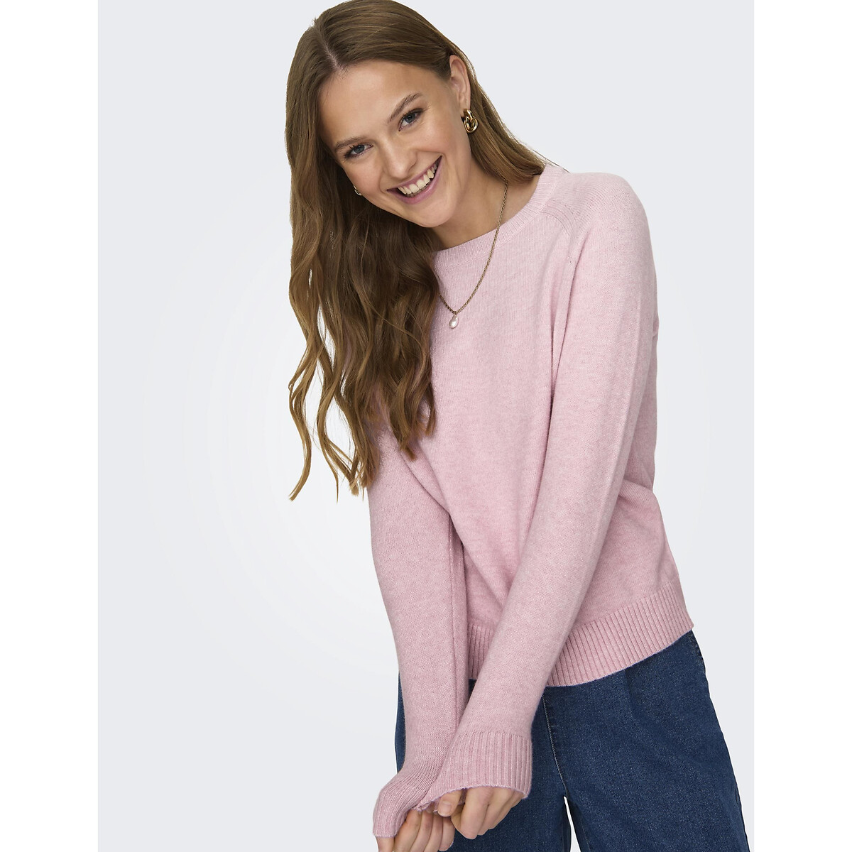 Пуловер с круглым вырезом S розовый пуловер двухцветный с круглым вырезом pagaville xs s синий