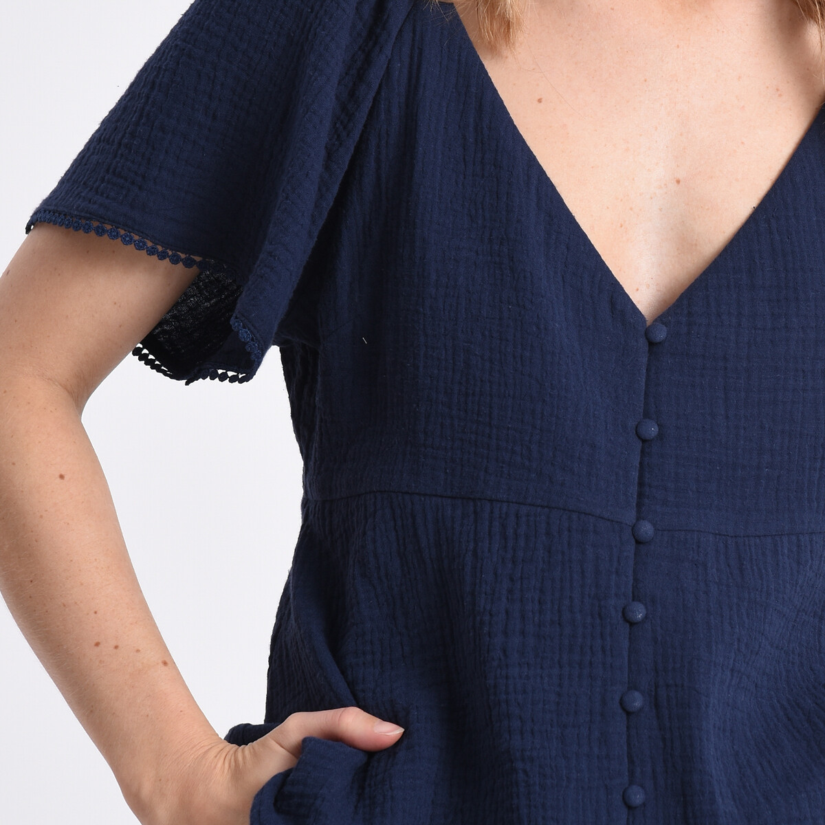 Блузка MOLLY BRACKEN С V-образным декольте спереди и на спинке S синий, размер S - фото 4