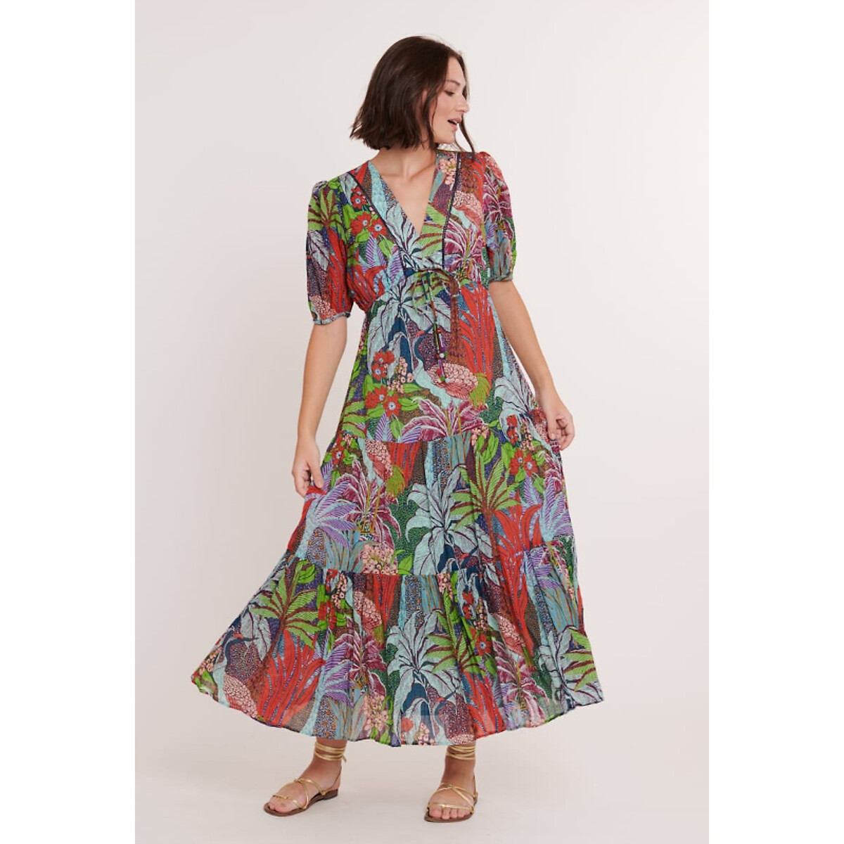 Платье Длинное с тропическим принтом Caledonia XL синий