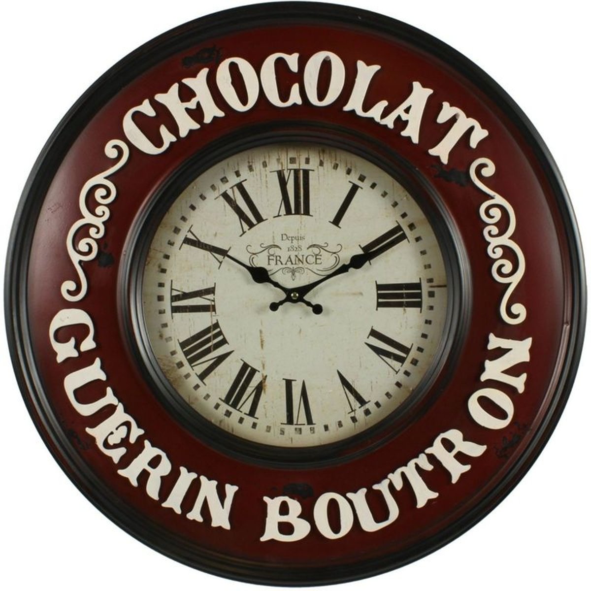 Décoration d'Autrefois - Horloge Ancienne Murale Chocolat Guerin-Boutron 59cm
