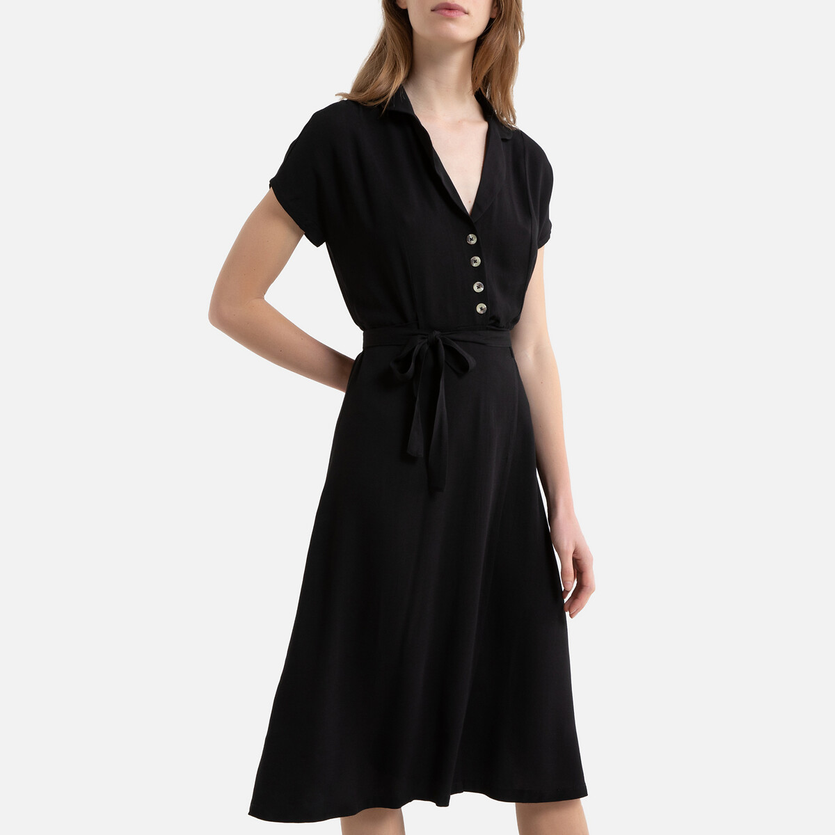 Платье La Redoute Из биохлопка с короткими рукавами ROBERTA XS черный, размер XS - фото 2