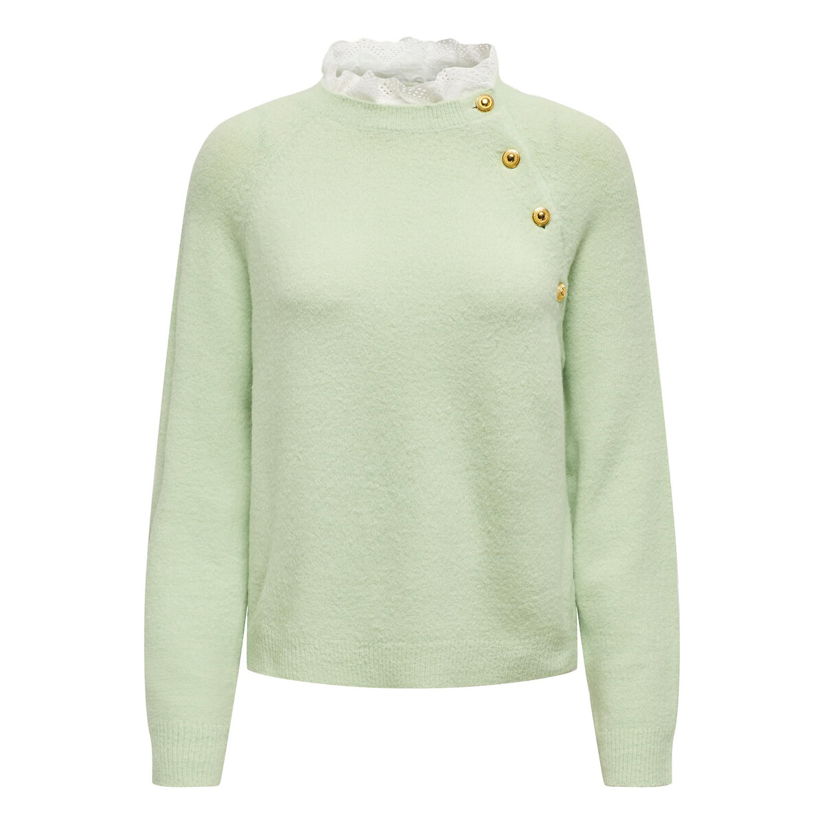 Пуловер из пышного трикотажа воротник с вышивкой  M зеленый LaRedoute, размер M