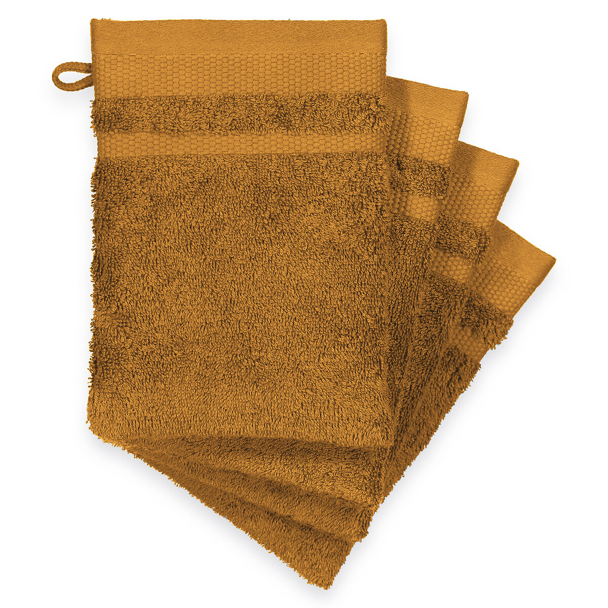 Комплект из 4 туалетных рукавиц Из египетского хлопка Kheops 15 x 21 см желтый