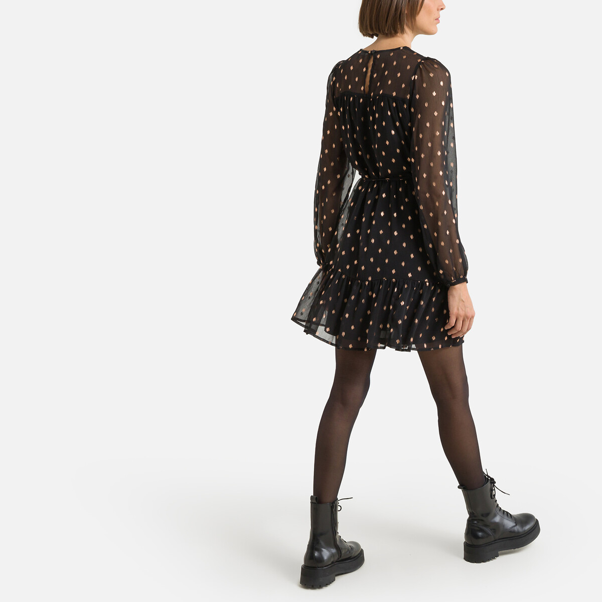Платье Короткое с принтом фольга XS черный LaRedoute, размер XS - фото 4