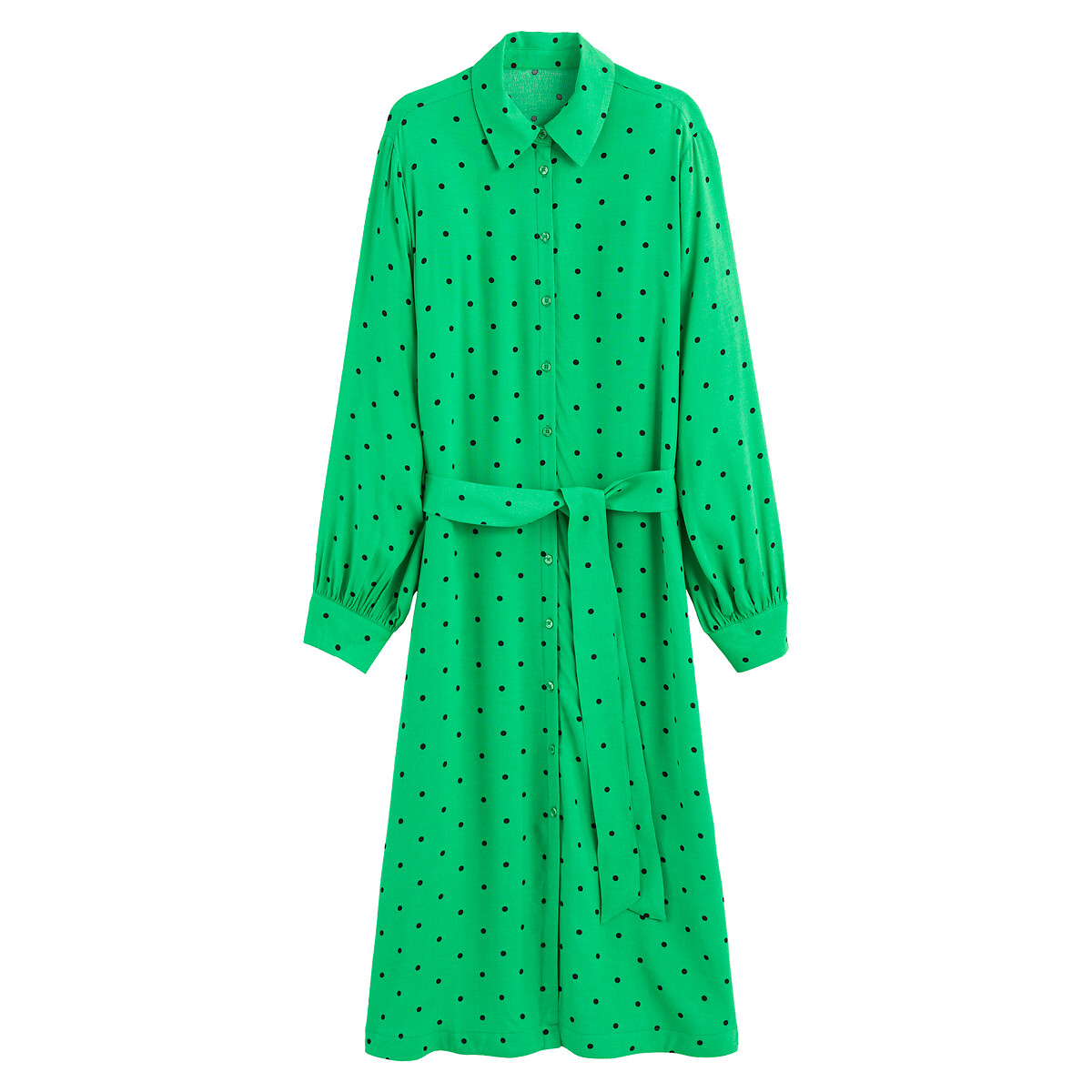Платье-рубашка Длинное длинные рукава с напуском 52 зеленый LaRedoute, размер 52 - фото 5