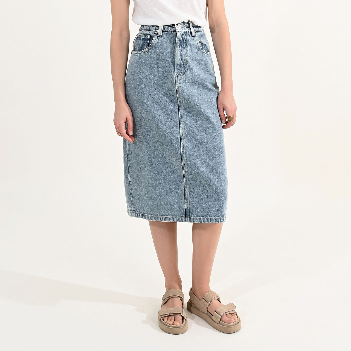юбка laredoute юбка короткая из джинсовой ткани s синий Юбка длинная из джинсовой ткани XL синий