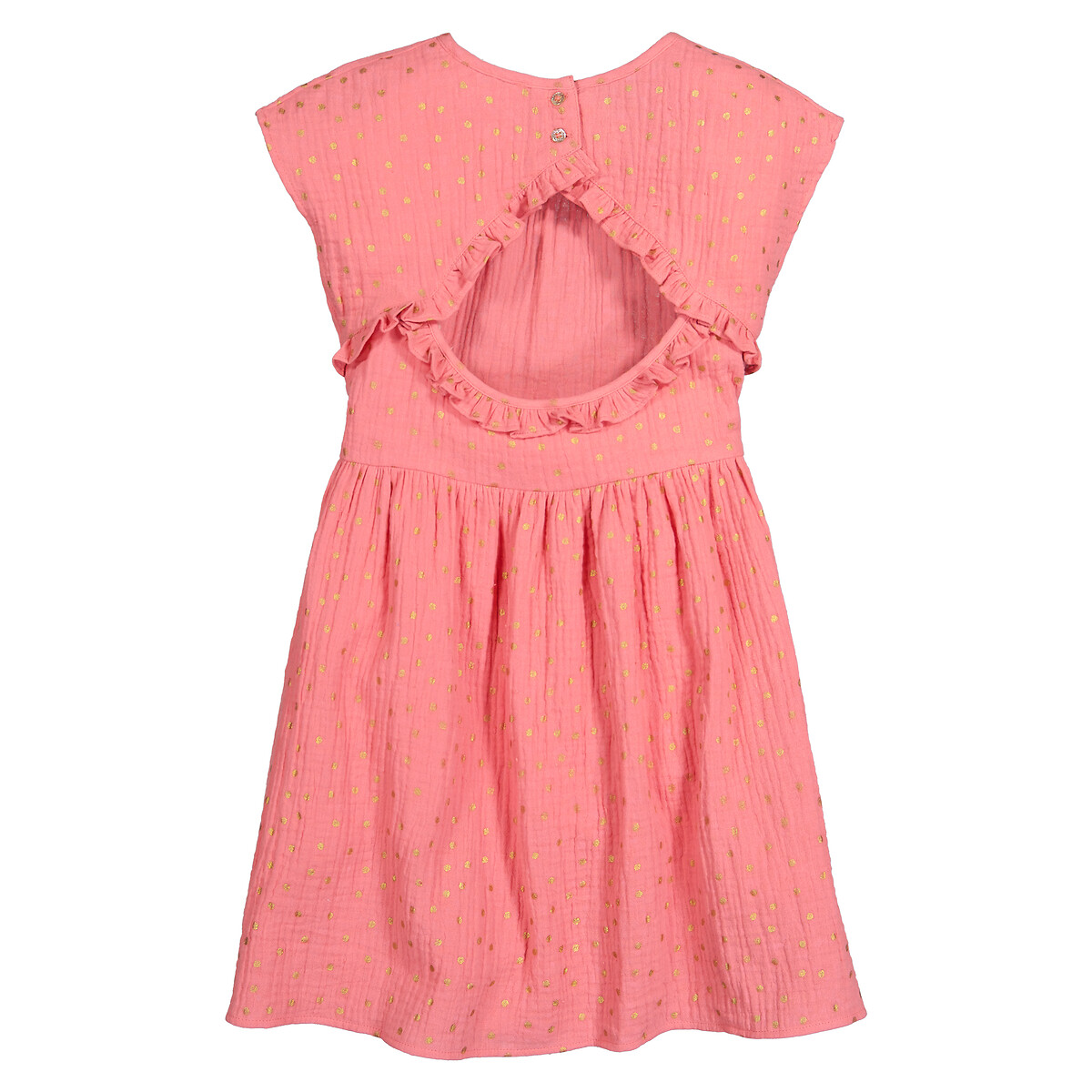 Платье С короткими рукавами из хлопчатобумажной газовой ткани с принтом в горошек 7 лет - 120 см розовый LaRedoute, размер 7 лет - 120 см - фото 4