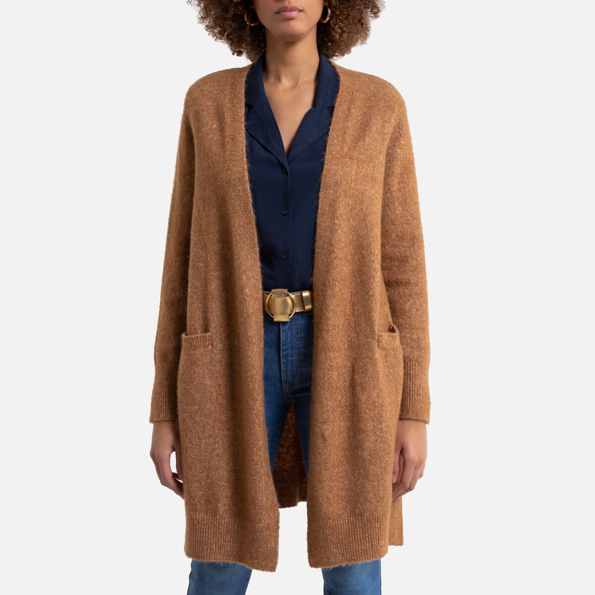 

Кардиган La Redoute, Каштановый, Длинный из пышного трикотажа S каштановый