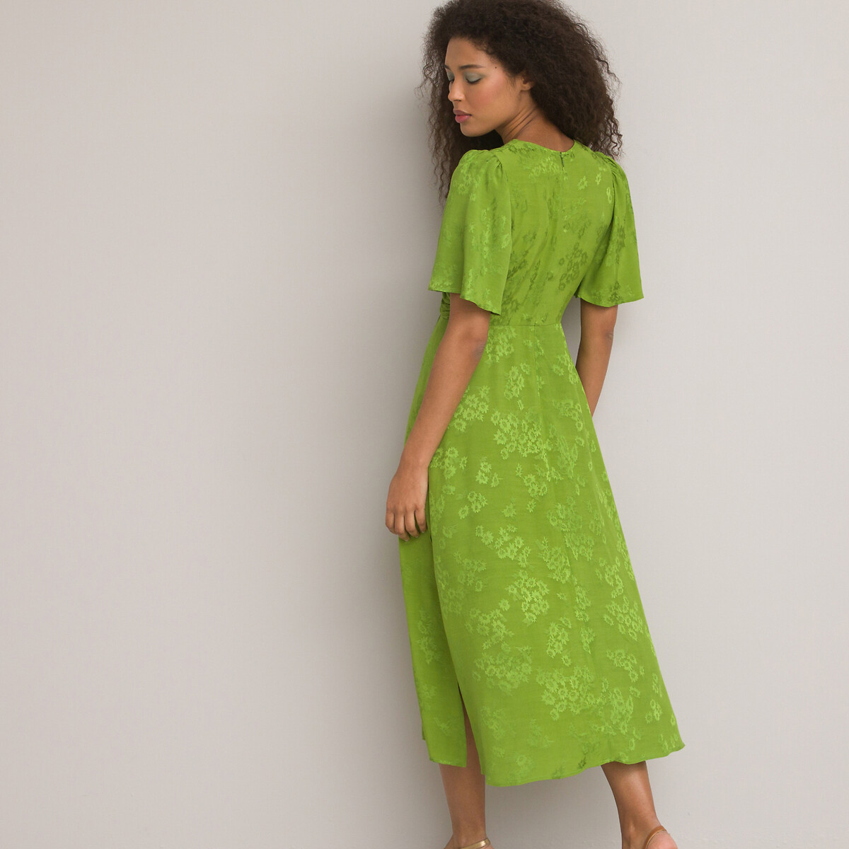 Платье Длинное с перекрестным покроем из жаккардовой ткани 52 зеленый LaRedoute, размер 52 - фото 4