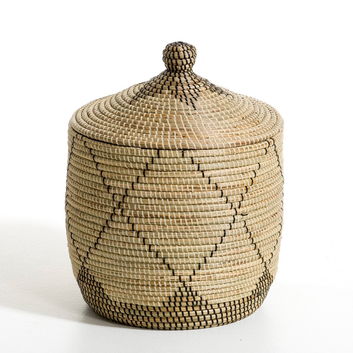

Корзина из рисовой соломы Louna, малая модель, высота 48 см, Экрю/ черный