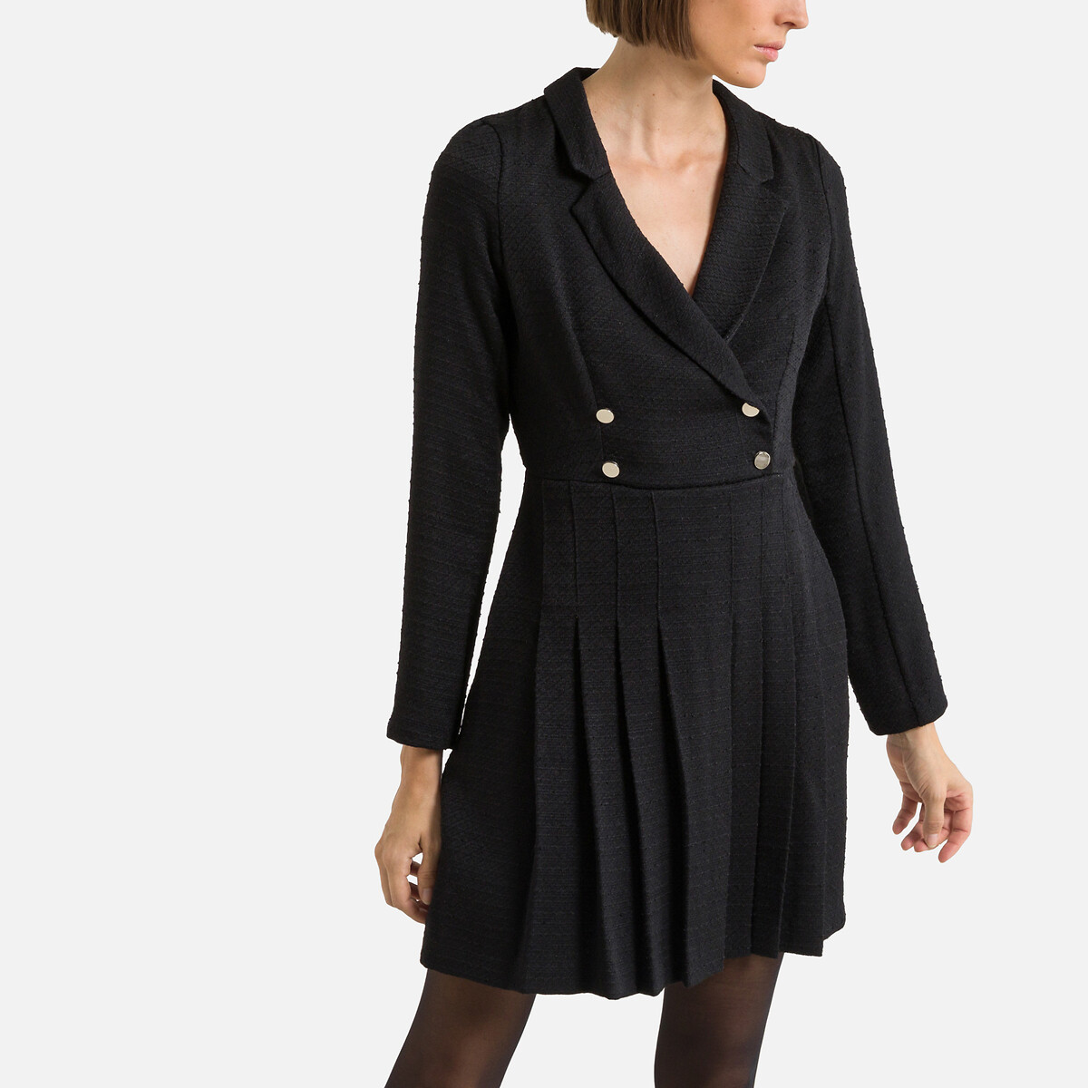 Платье С ложным эффектом двух частей юбка с плиссировкой 42 черный