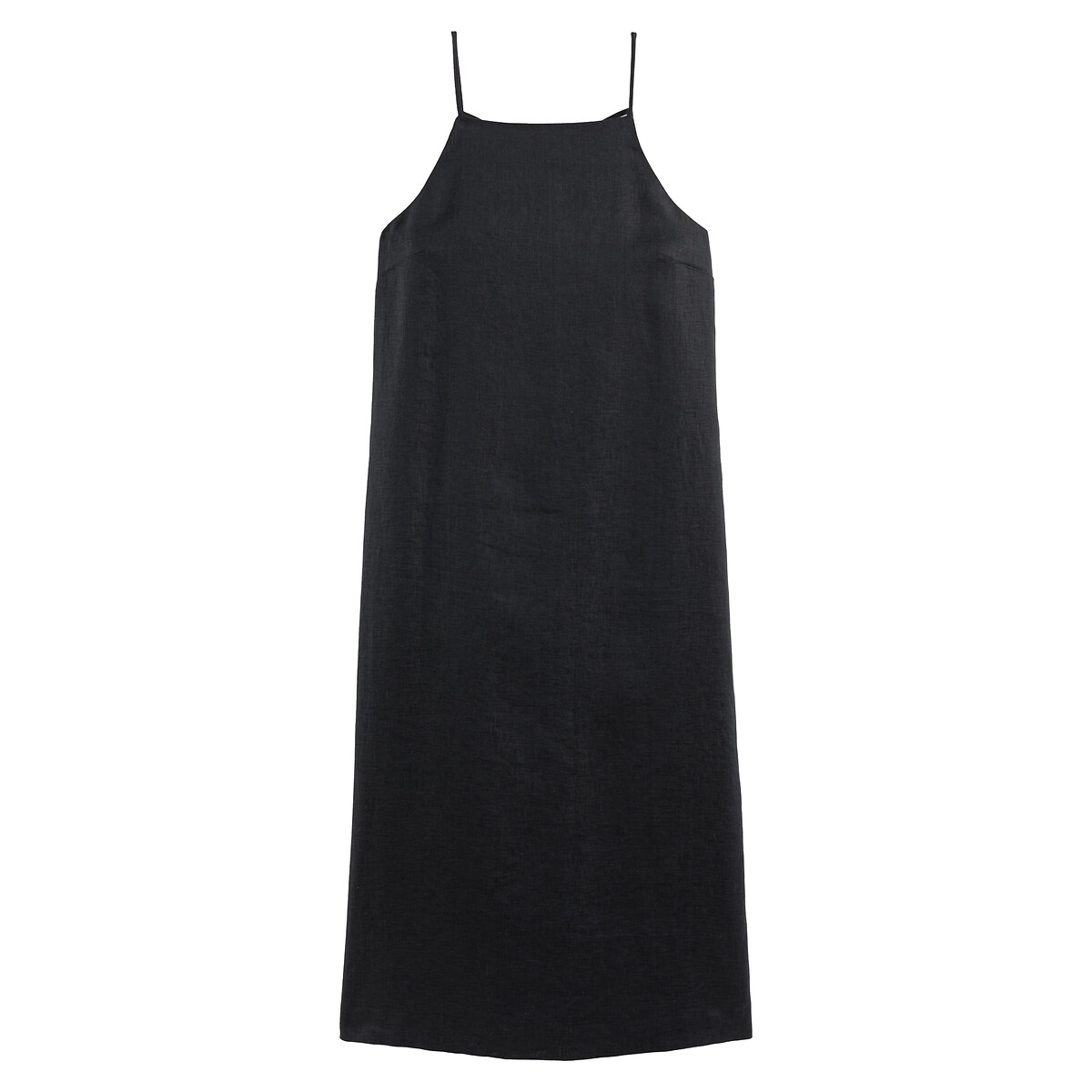 Платье Длинное из льна на бретелях декольте на спинке 40 черный LaRedoute, размер 40 - фото 5