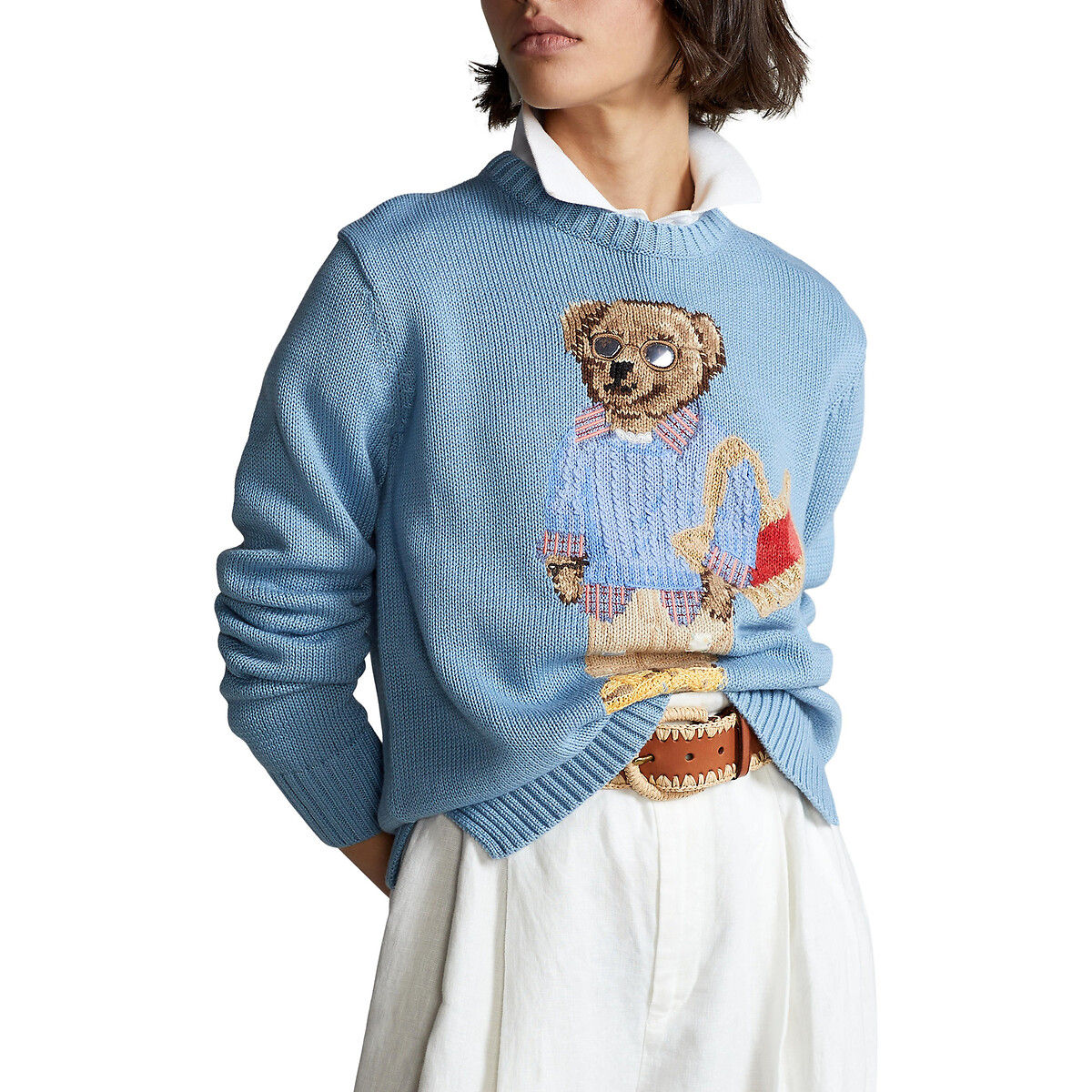 Пуловер POLO RALPH LAUREN Шерстяной вязаный с круглым вырезом XS синий, размер XS
