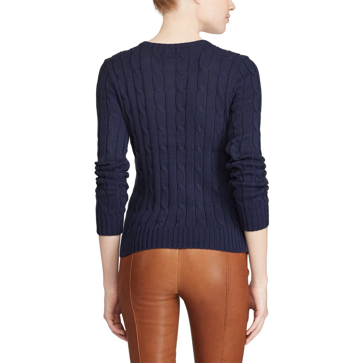Пуловер LaRedoute С круглым вырезом из тонкого витого трикотажа из хлопка XS синий, размер XS - фото 3