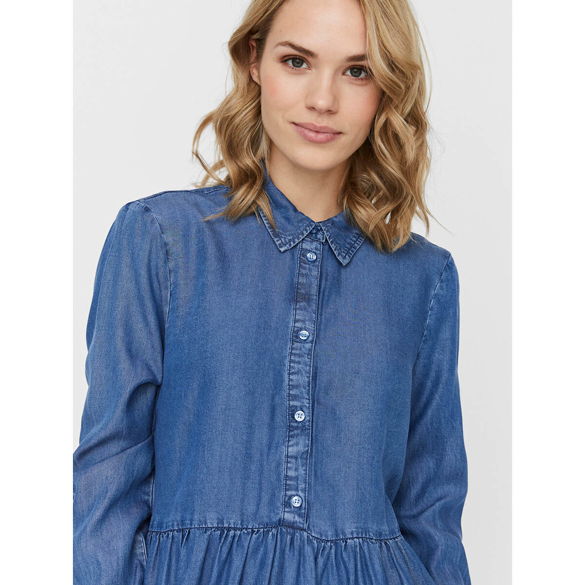 Платье-рубашка La Redoute лиоцелла S синий, размер S - фото 4