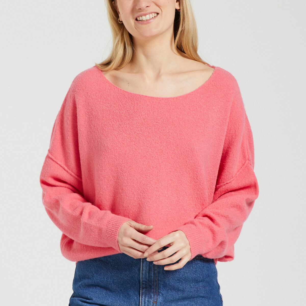 Пуловер с вырезом-лодочкой DAMSVILLE XS/S розовый