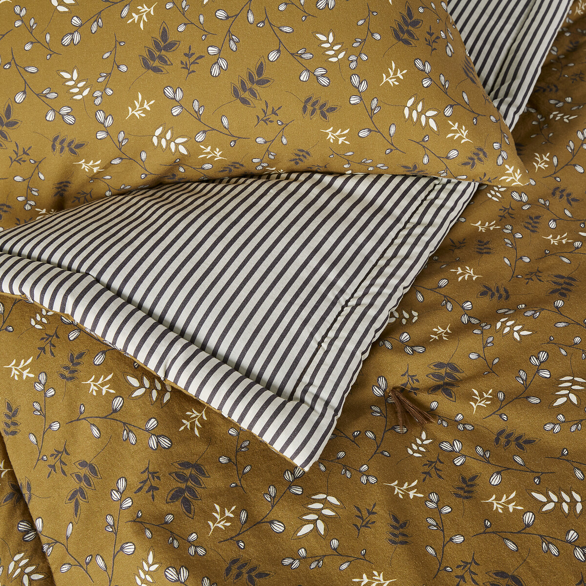Одеяло LA REDOUTE INTERIEURS Из стираного хлопка Oita 150 x 150 см каштановый, размер 150 x 150 см - фото 2