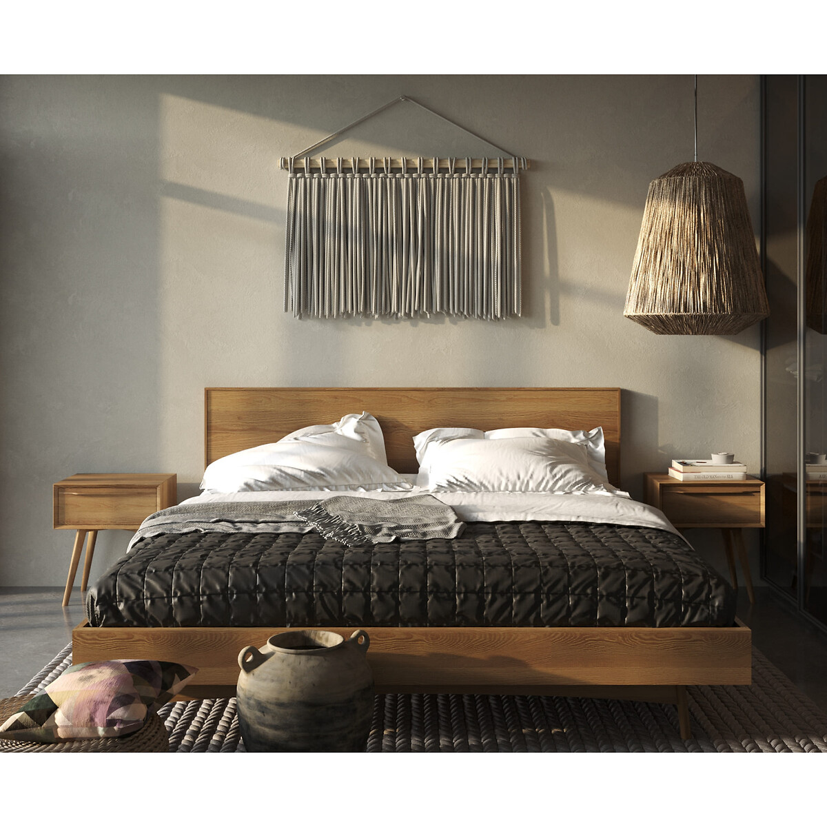 Кровать 2-спальная в Скандинавском стиле Bruni  160 x 200 см каштановый LaRedoute, размер 160 x 200 см - фото 1