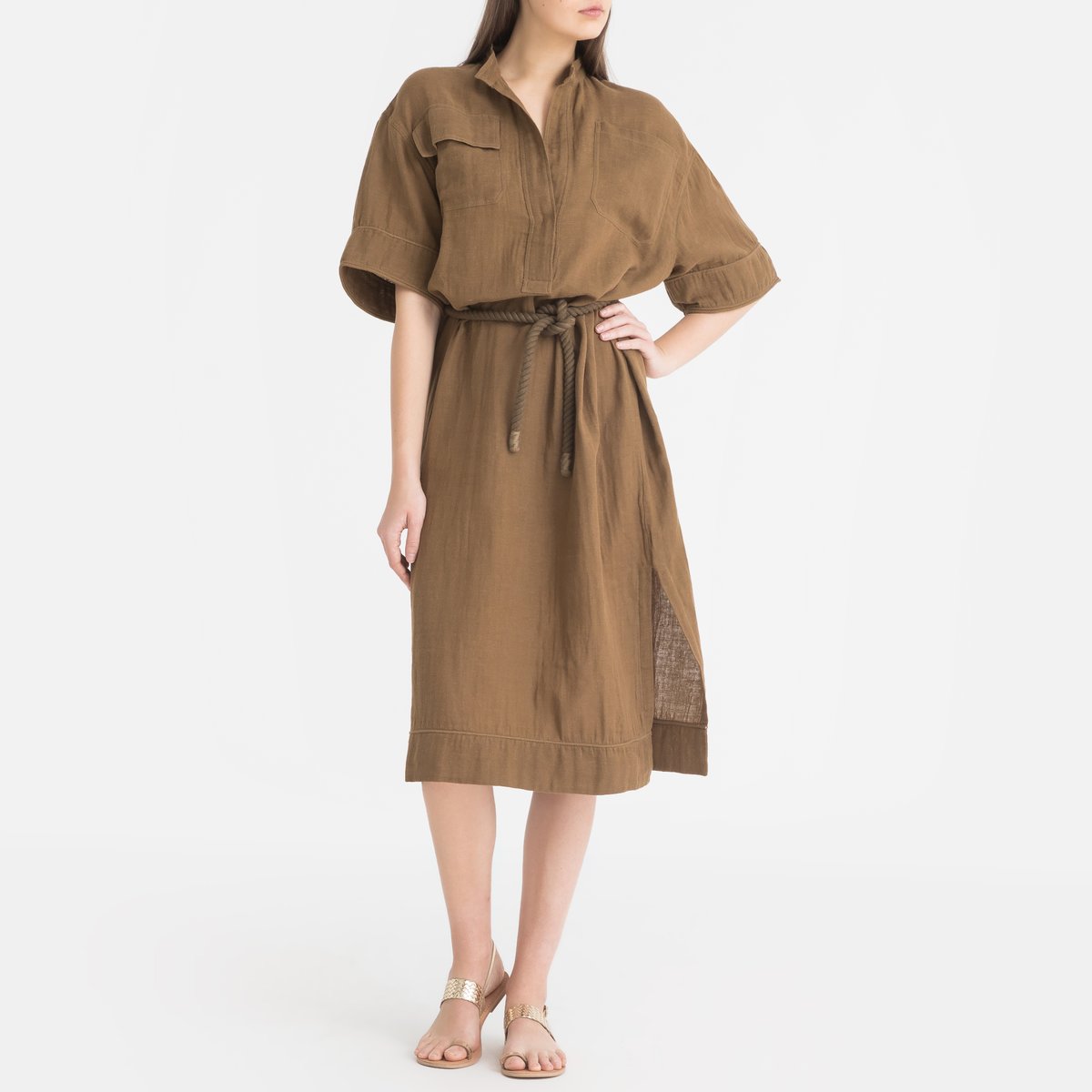 

Платье LaRedoute, Зеленый, Длинное прямое с затягивающимся шнурком 1(S) зеленый