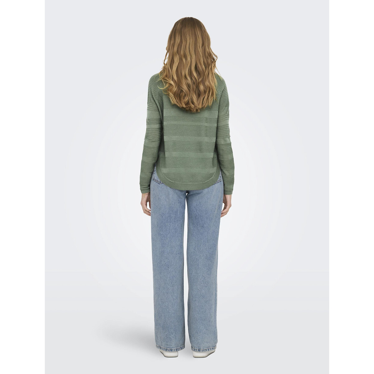 Пуловер из тонкого трикотажа присборенный снизу  S зеленый LaRedoute, размер S - фото 5