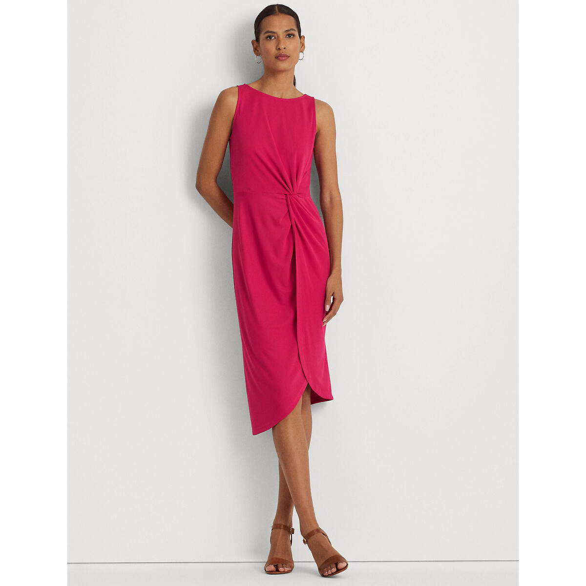 Платье-миди С драпировкой без рукавов 48 розовый LaRedoute, размер 48 - фото 3